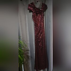 Badgley Mischka Burgundy Sequin Dress